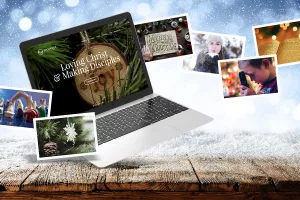 laptop with Christmas photos