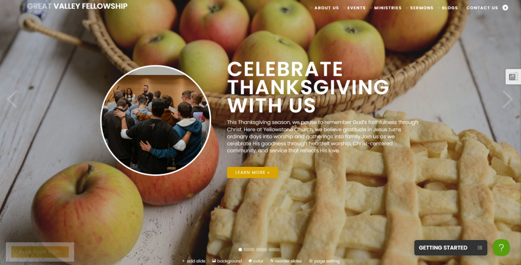Homepage Banner with a Thanksgiving Message