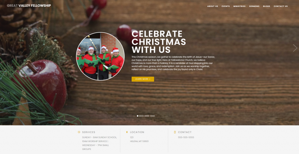 screenshot christmas website